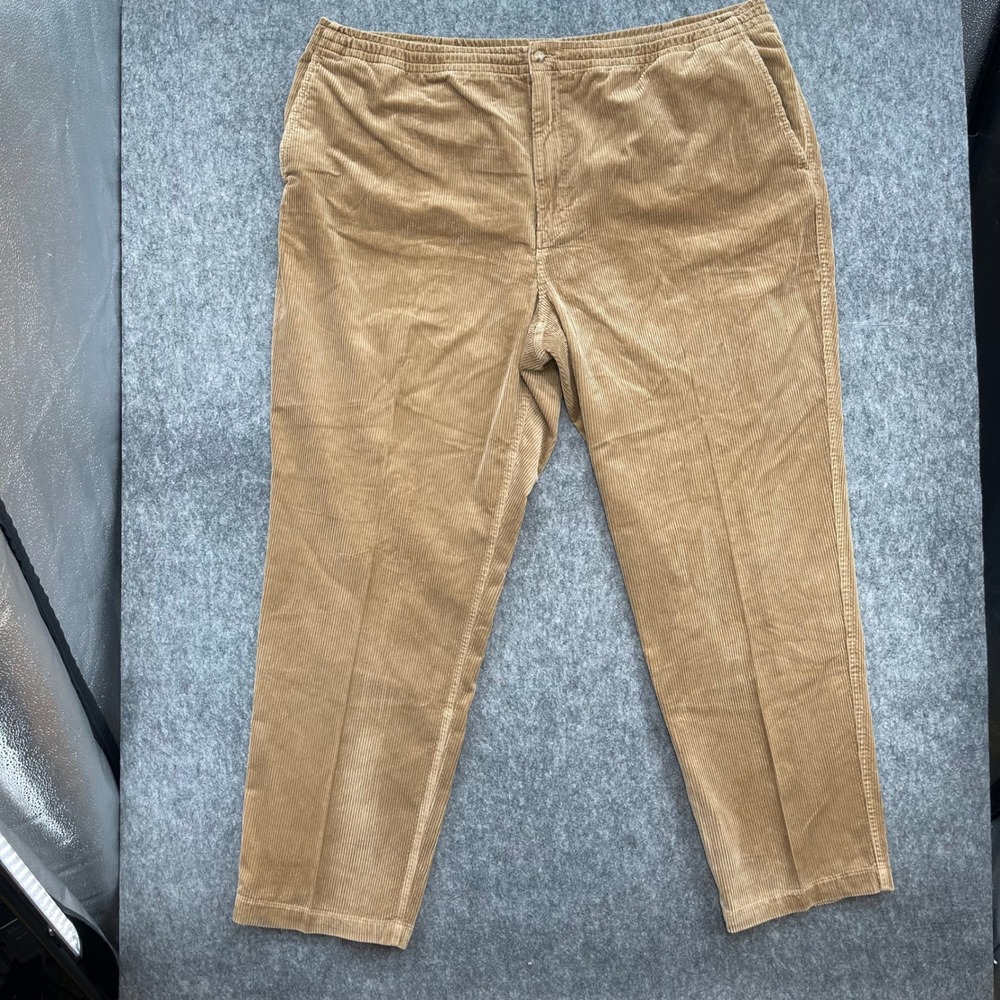 Polo Ralph Lauren Corduroy Pants Mens 4XLT Tan Brown Elastic Waist Pony